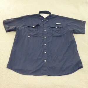 Columbia PFG Shirt Mens XL Omni Shade Blue Button Up Fishing Vented Outdoor